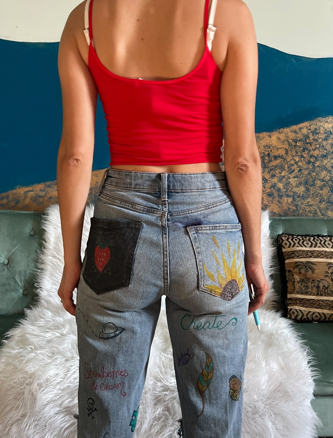 Personalized painted jeans